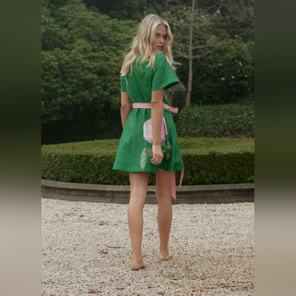 Green and Pink Buttoned Down Dress - Picture 2 of 4